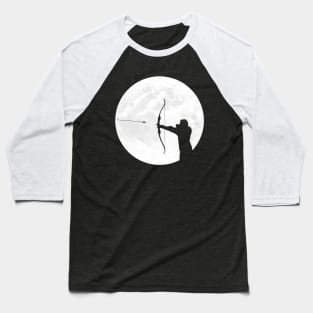 Archer Silhouette in Full Moon Baseball T-Shirt